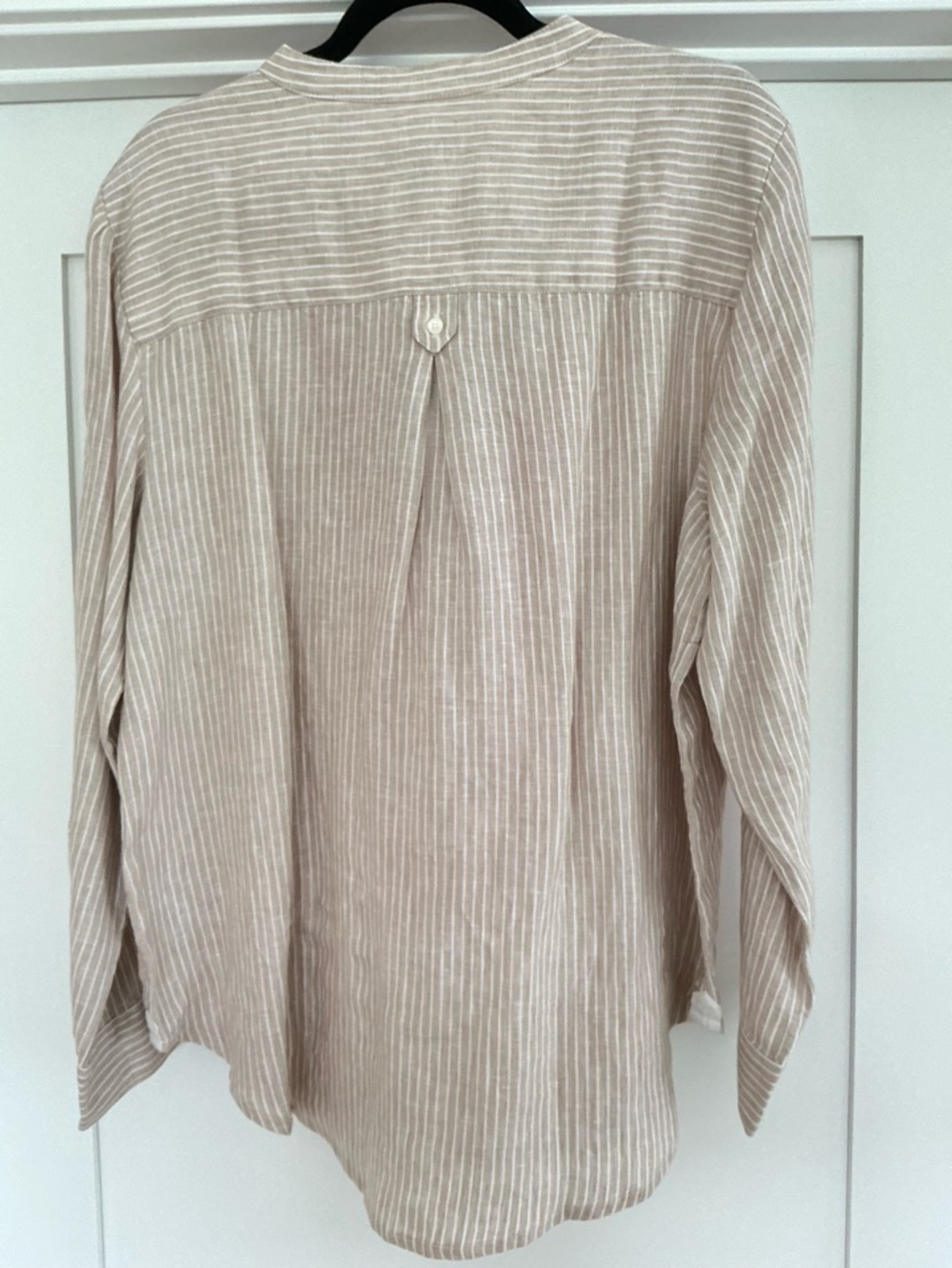 J. Crew Tan and White Striped Linen Tunic with Hot Pink Embroidery - Picture 7 of 10